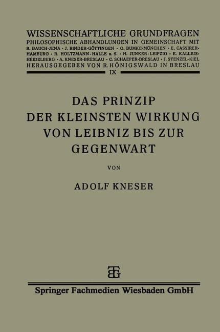 Cover: 9783663156017 | Das Prinzip der Kleinsten Wirkung von Leibniz bis zur Gegenwart | Buch