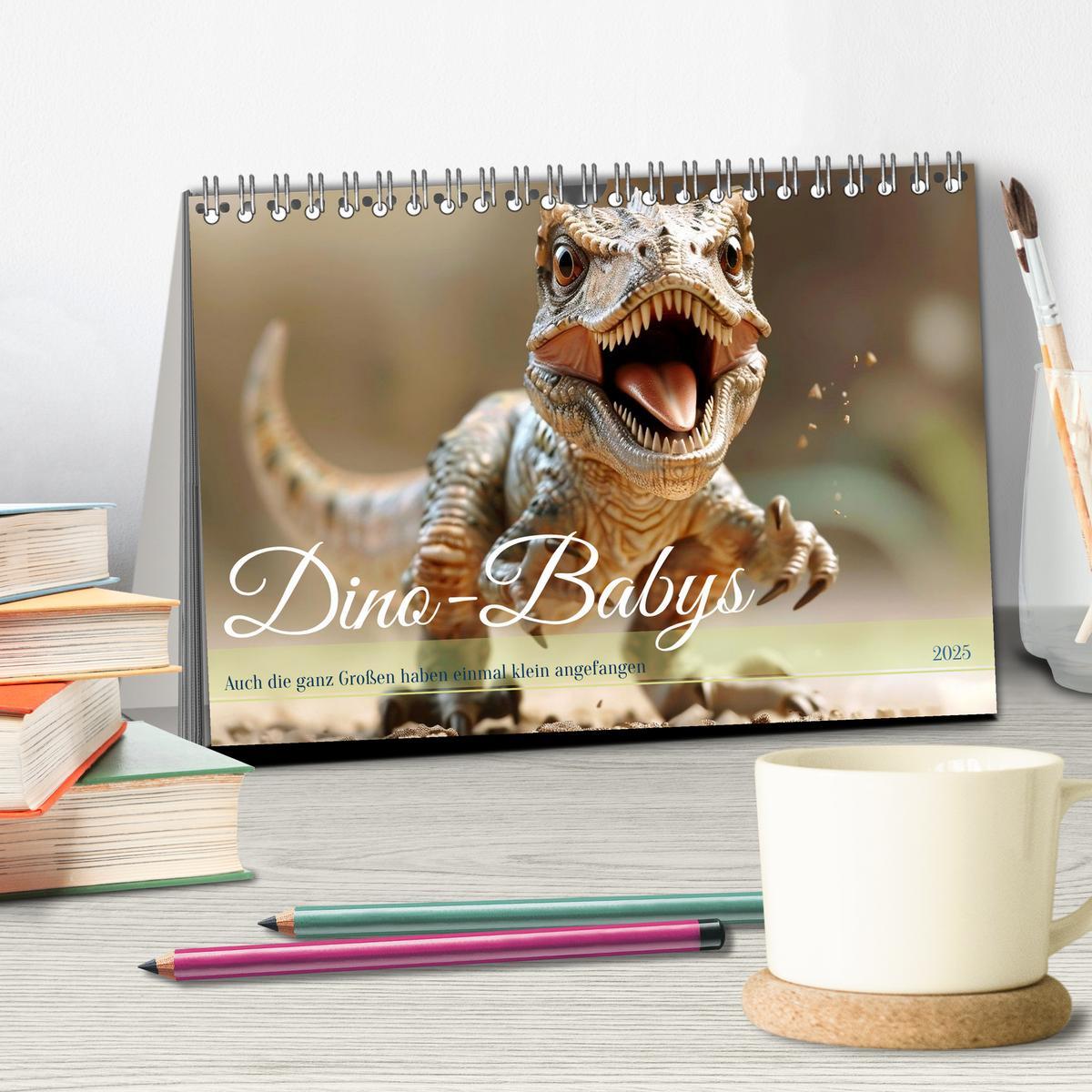 Bild: 9783383797361 | Dino-Babys (Tischkalender 2025 DIN A5 quer), CALVENDO Monatskalender