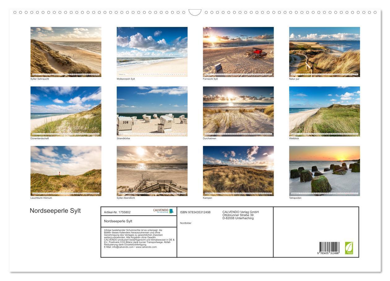 Bild: 9783435312498 | Nordseeperle Sylt (Wandkalender 2025 DIN A2 quer), CALVENDO...