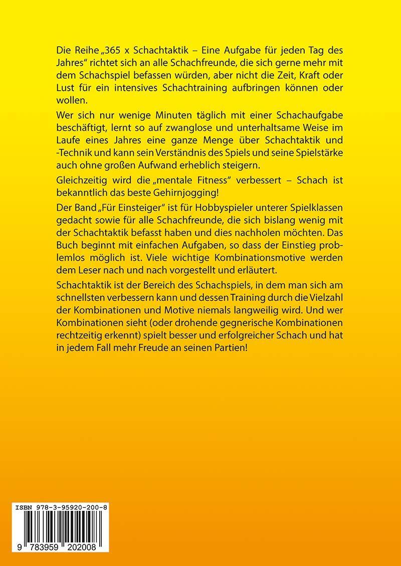 Rückseite: 9783959202008 | 365 x Schachtaktik für Einsteiger | Heinz Brunthaler | Taschenbuch