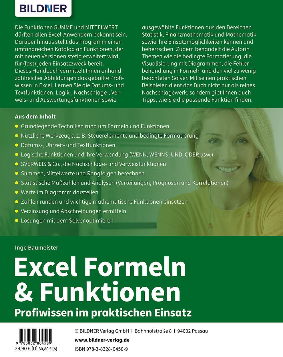 Rückseite: 9783832804589 | Excel Formeln und Funktionen: Profiwissen im praktischen Einsatz