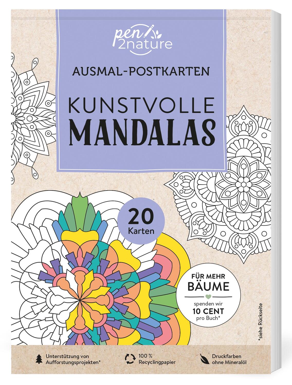 Cover: 9783987640933 | Ausmal-Postkarten Kunstvolle Mandalas 20 Karten | Pen2nature | Buch