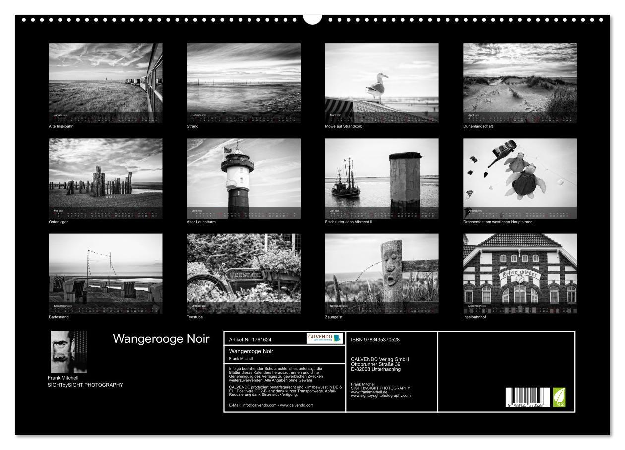 Bild: 9783435370528 | Wangerooge Noir (Wandkalender 2025 DIN A2 quer), CALVENDO...