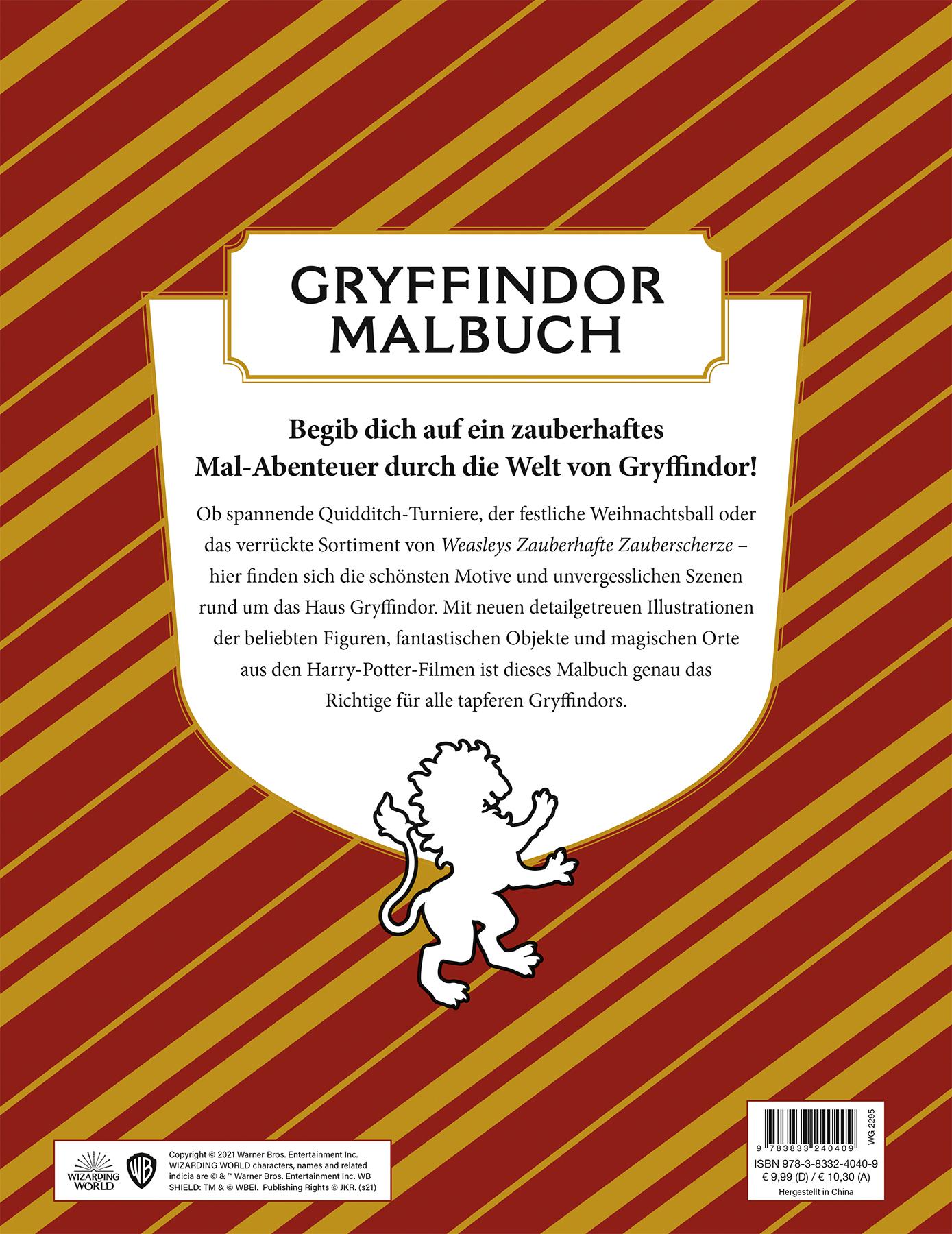 Rückseite: 9783833240409 | Aus den Filmen zu Harry Potter: Das offizielle Malbuch: Gryffindor