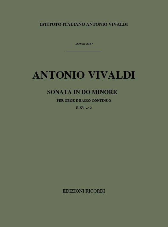 Cover: 9790041910253 | Sonata in Do Min per Oboe and BC RV 53 | F.Xv-2 - Tomo 375 | Vivaldi