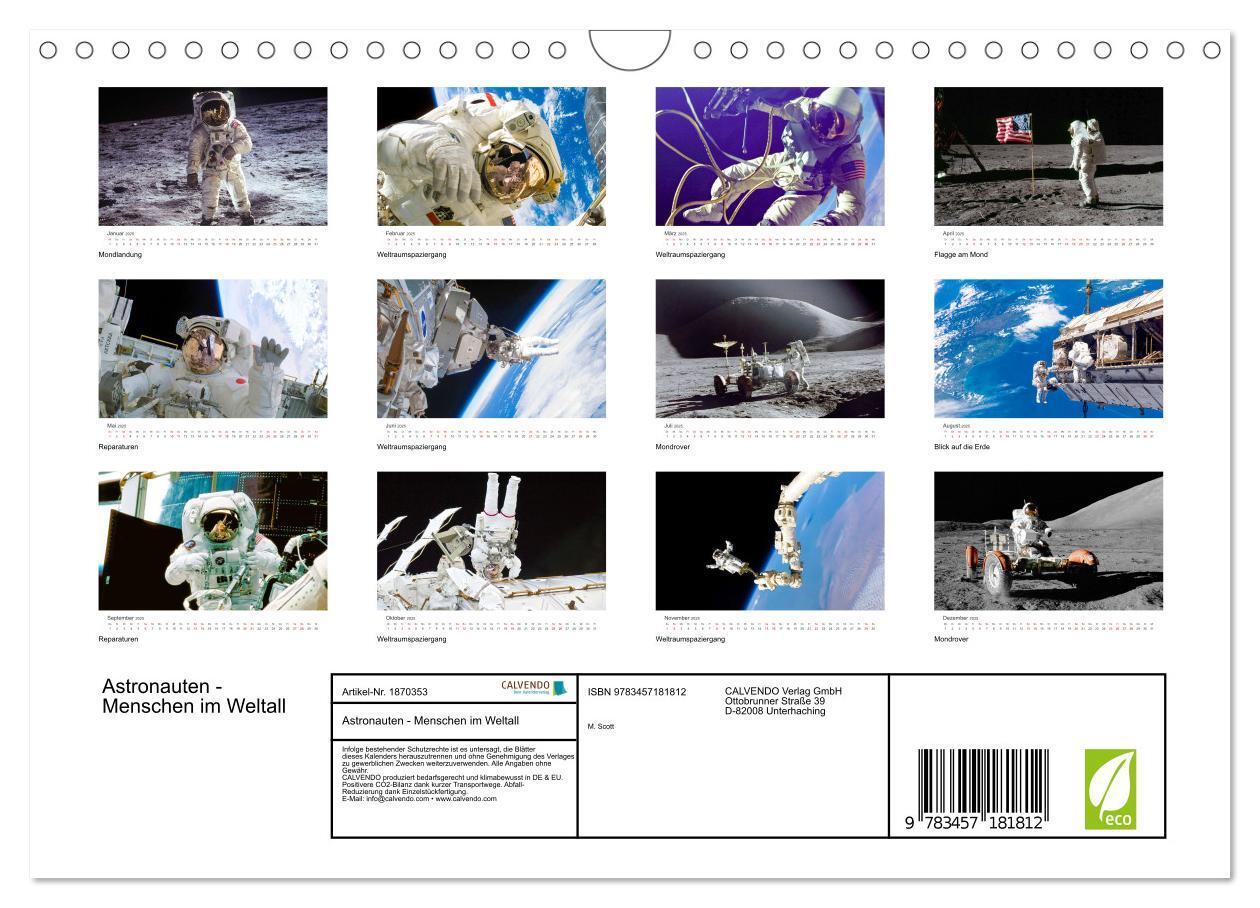 Bild: 9783457181812 | Astronauten - Menschen im Weltall (Wandkalender 2025 DIN A4 quer),...