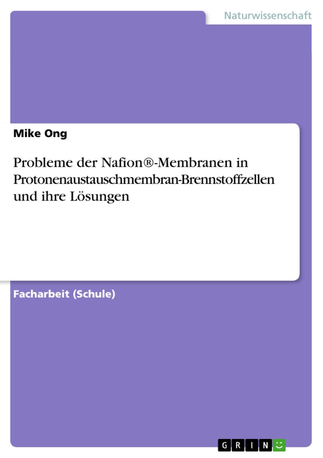 Cover: 9783656904250 | Probleme der Nafion®-Membranen in...
