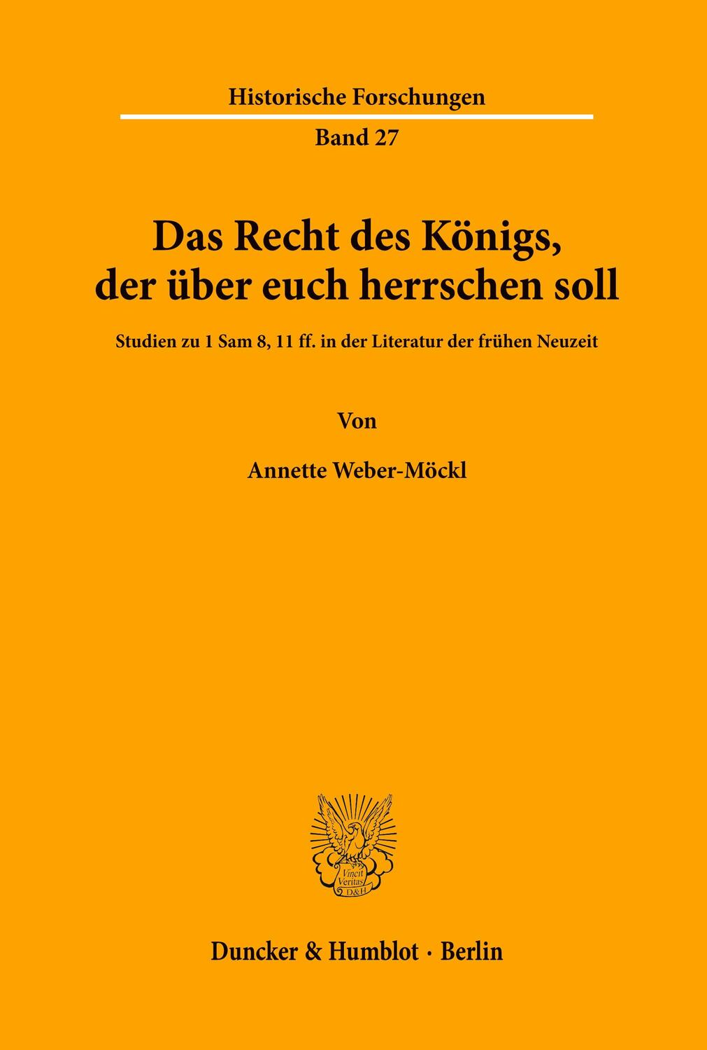 Cover: 9783428059638 | Das Recht des Königs, der über euch herrschen soll. | Weber-Möckl