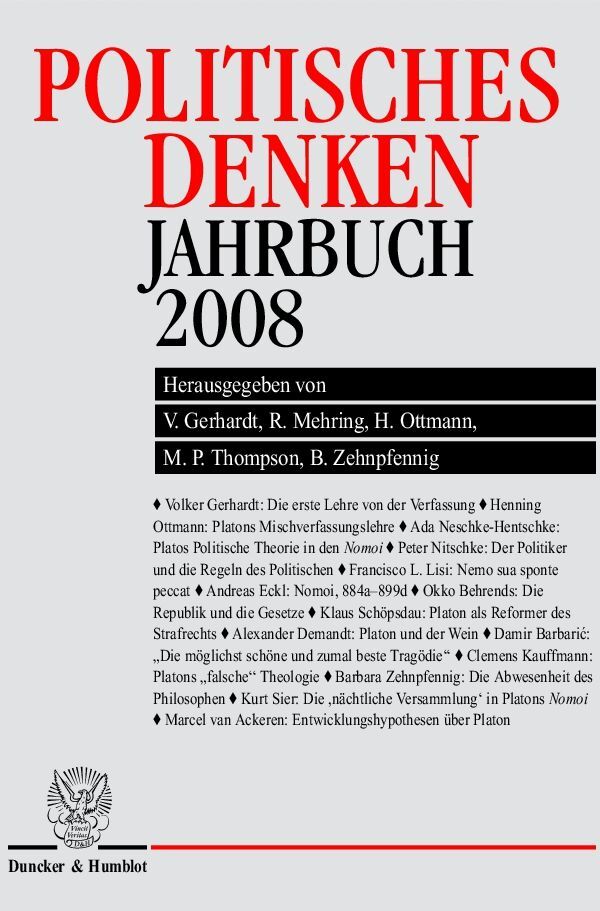 Cover: 9783428129133 | Politisches Denken Jahrbuch 2008 | Politisches Denken. Jahrbuch 18