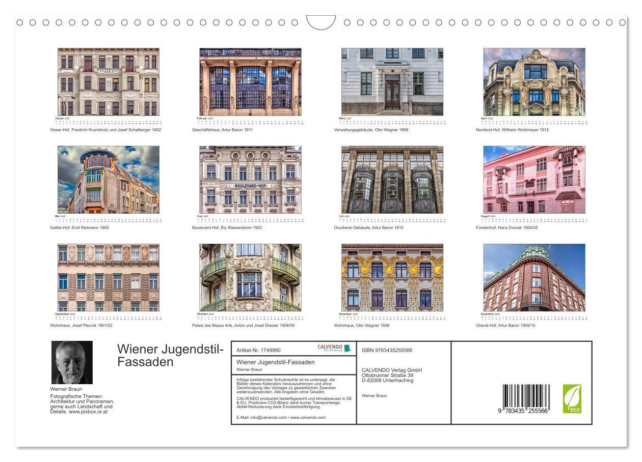 Bild: 9783435255566 | Wiener Jugendstil-Fassaden (Wandkalender 2025 DIN A3 quer),...