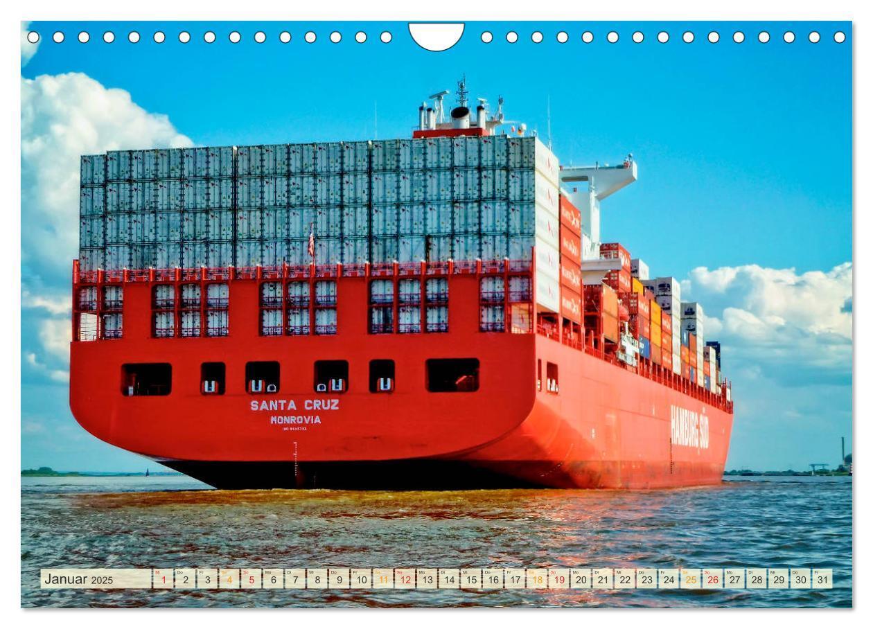 Bild: 9783435383603 | Containerschiffe auf der Elbe (Wandkalender 2025 DIN A4 quer),...