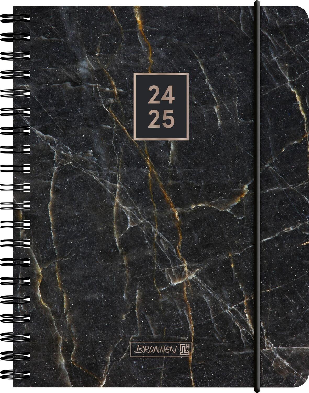 Cover: 4061947119084 | Schülerkal (2024/2025) Black Marble | 2 Seiten = 1 Woche; A6 | 208 S.