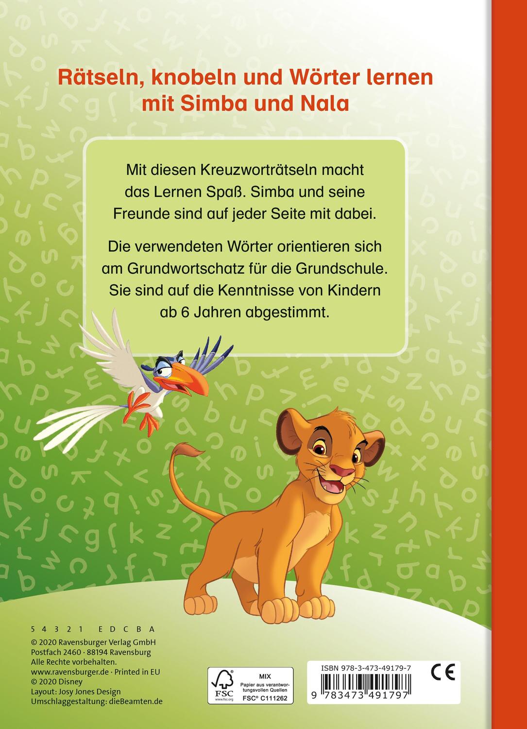 Rückseite: 9783473491797 | Disney Der König der Löwen: Kreuzworträtsel zum Lesenlernen | Buch