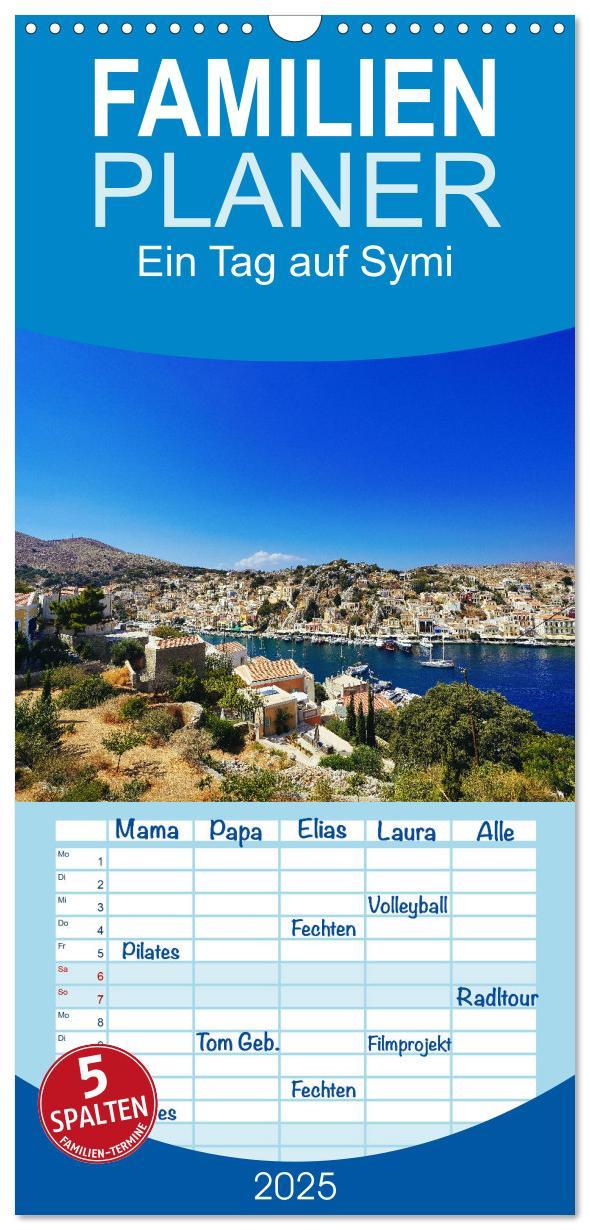 Cover: 9783457099537 | Familienplaner 2025 - Ein Tag auf Symi mit 5 Spalten (Wandkalender,...