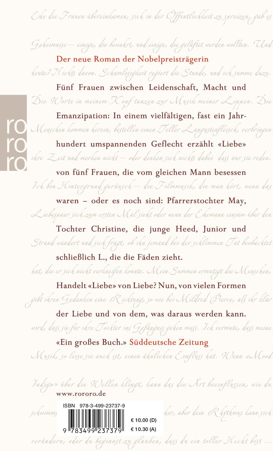 Rückseite: 9783499237379 | Liebe | Toni Morrison | Taschenbuch | Deutsch | 2006
