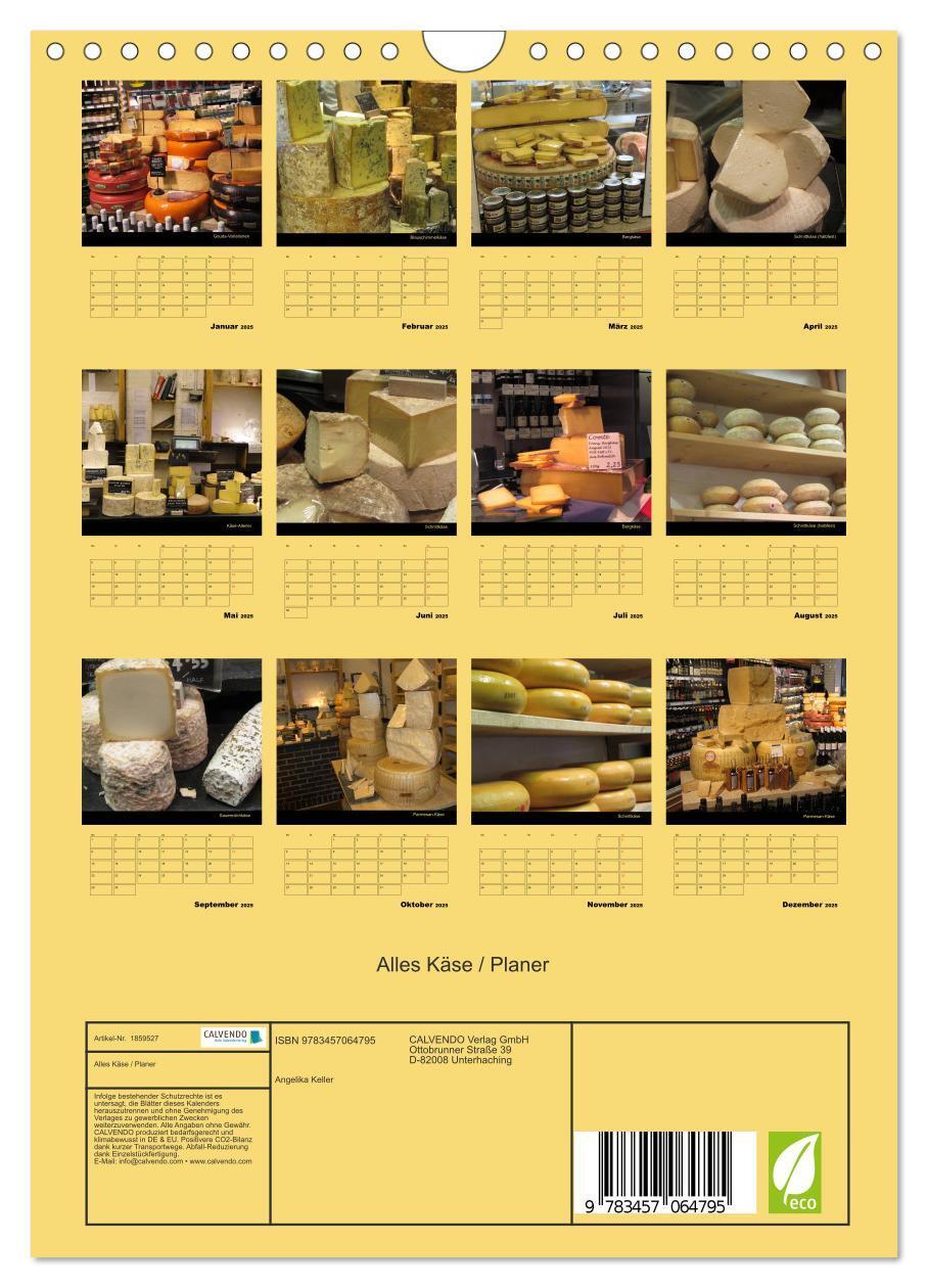 Bild: 9783457064795 | Alles Käse / Planer (Wandkalender 2025 DIN A4 hoch), CALVENDO...