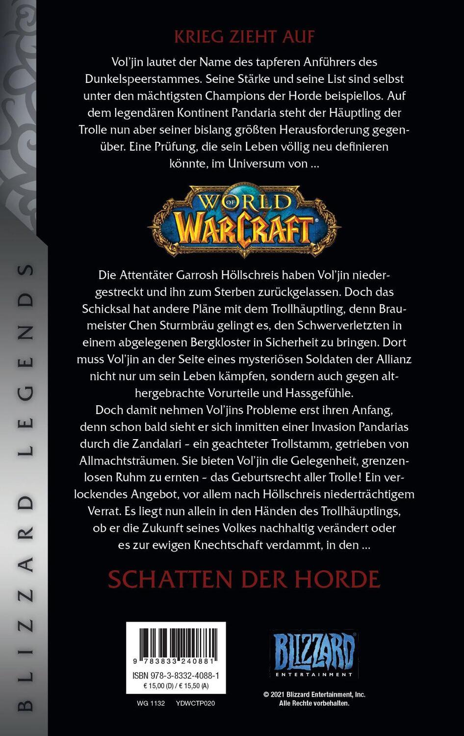 Rückseite: 9783833240881 | World of Warcraft: Vol'jin - Schatten der Horde | Blizzard Legends