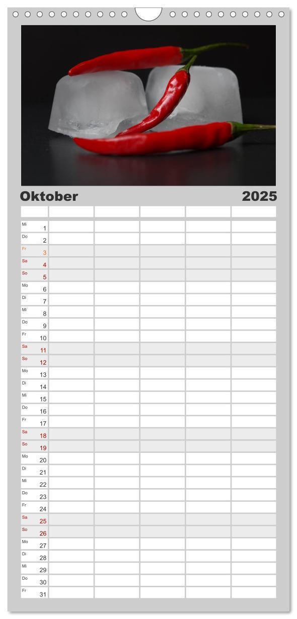 Bild: 9783457126349 | Familienplaner 2025 - Hot Chili Küchen Kalender mit 5 Spalten...