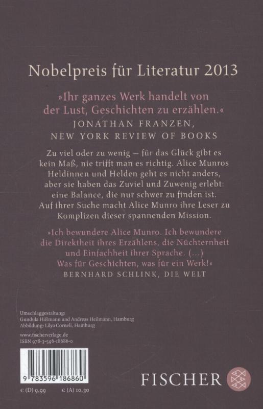 Rückseite: 9783596186860 | Zu viel Glück | Zehn Erzählungen | Alice Munro | Taschenbuch | 368 S.