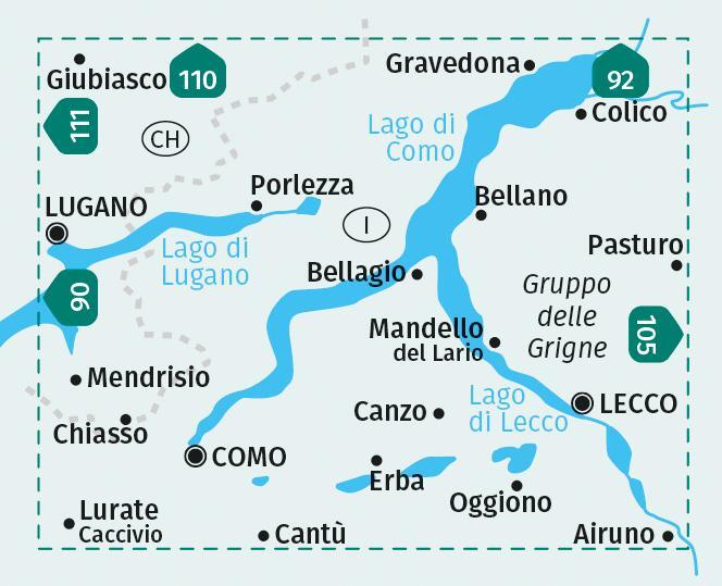 Bild: 9783991214694 | KOMPASS Wanderkarte 91 Lago di Como, Lago di Lugano 1:50.000 | 1 S.