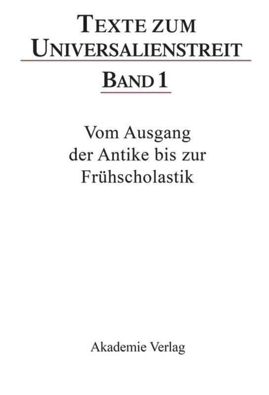 Cover: 9783050017921 | Vom Ausgang der Antike bis zur Frühscholastik | Hans-Ulrich Wöhler