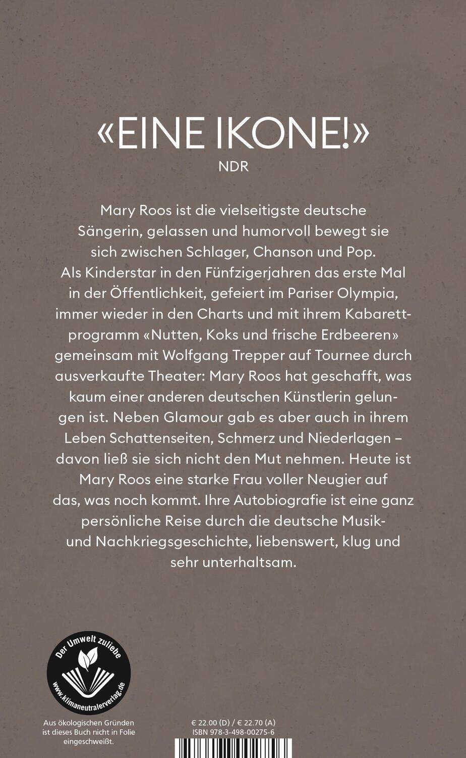 Rückseite: 9783498002756 | Aufrecht geh'n | Mein liederliches Leben | Mary Roos | Buch | Deutsch