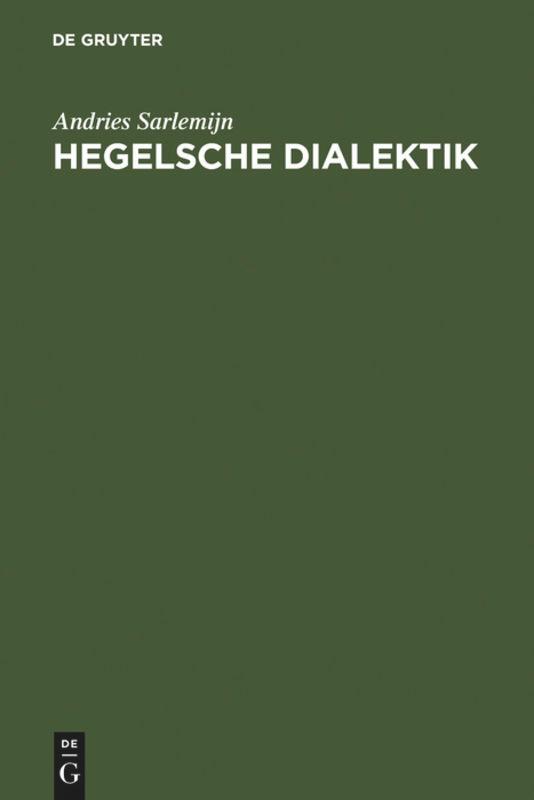 Cover: 9783110018394 | Hegelsche Dialektik | Andries Sarlemijn | Buch | X | Deutsch