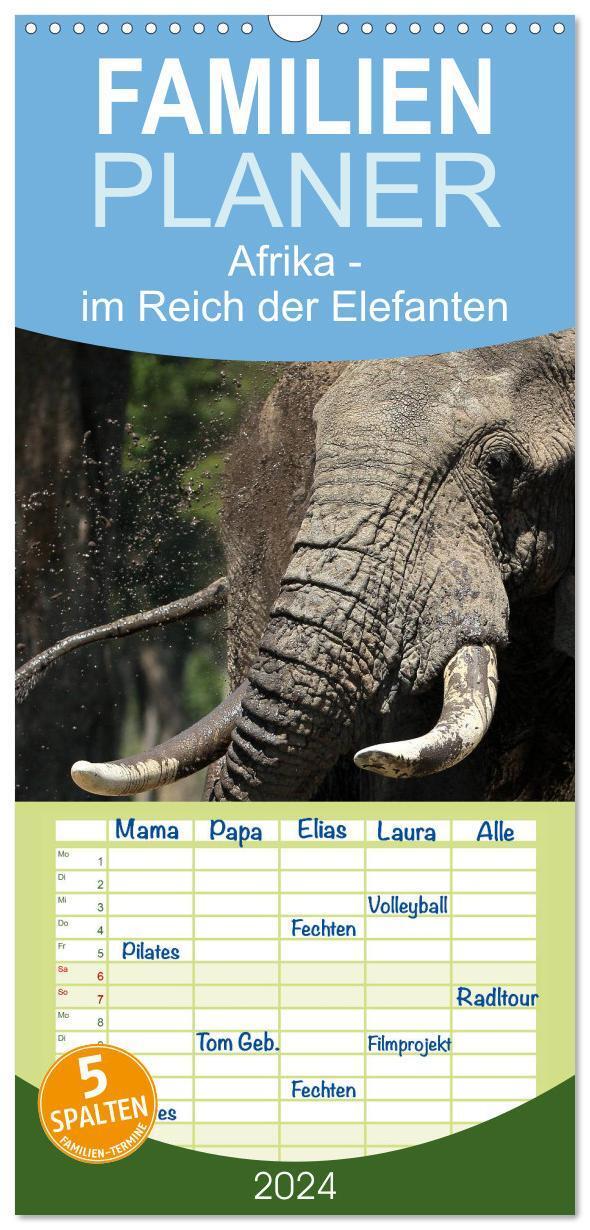Cover: 9783383101472 | Familienplaner 2024 - Afrika - im Reich der Elefanten mit 5 Spalten...