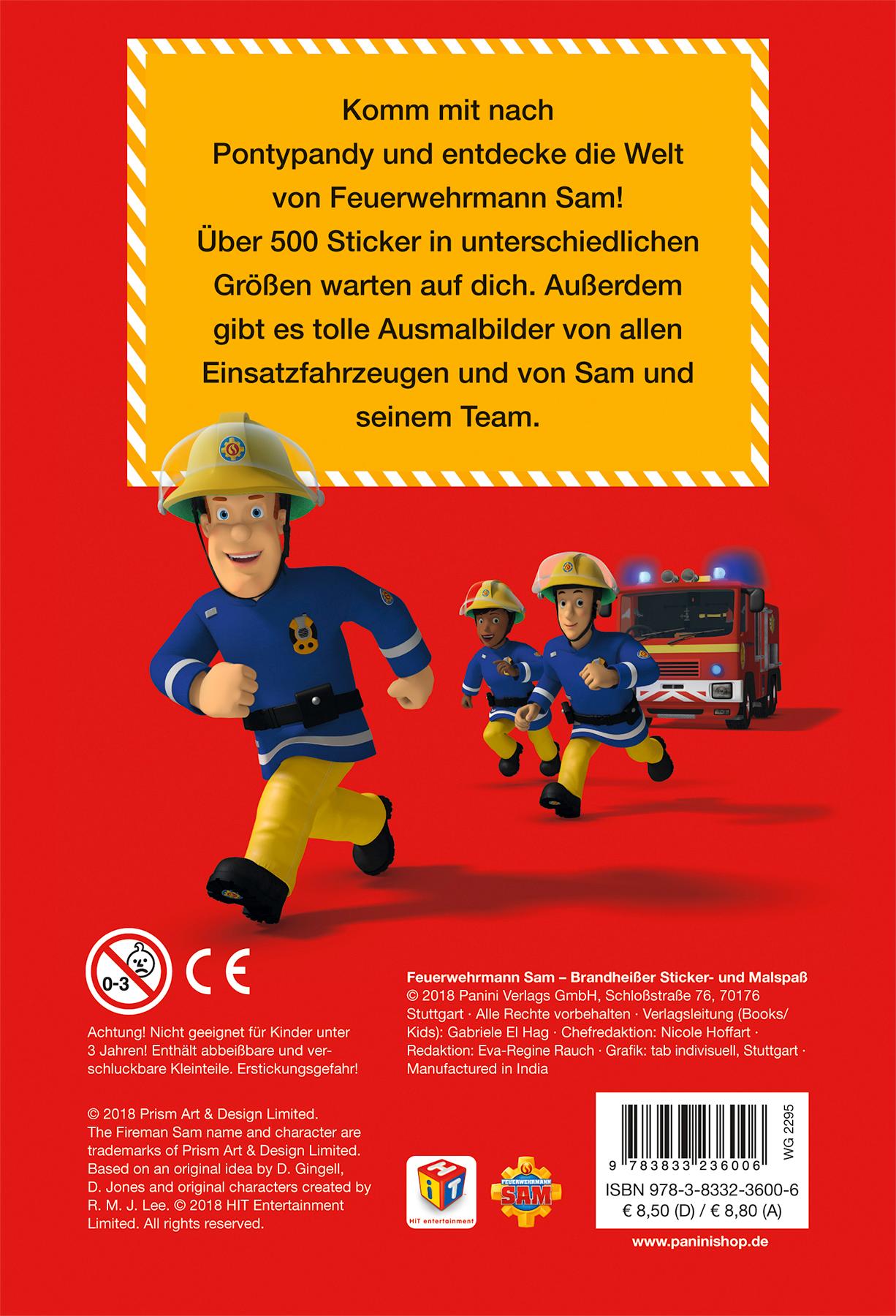 Rückseite: 9783833236006 | Feuerwehrmann Sam: Brandheißer Sticker- und Malspaß | Nicole Hoffart