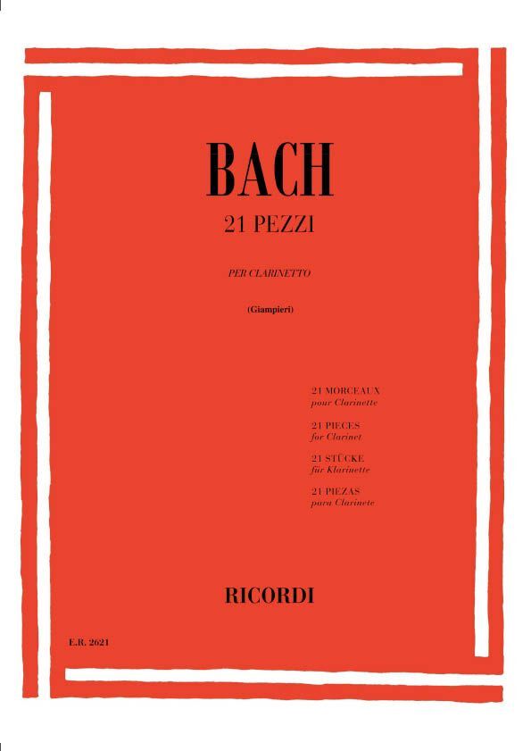 Cover: 9790041826219 | 21 Pieces For Clarinet | Johann Sebastian Bach | Buch | 1978 | Ricordi