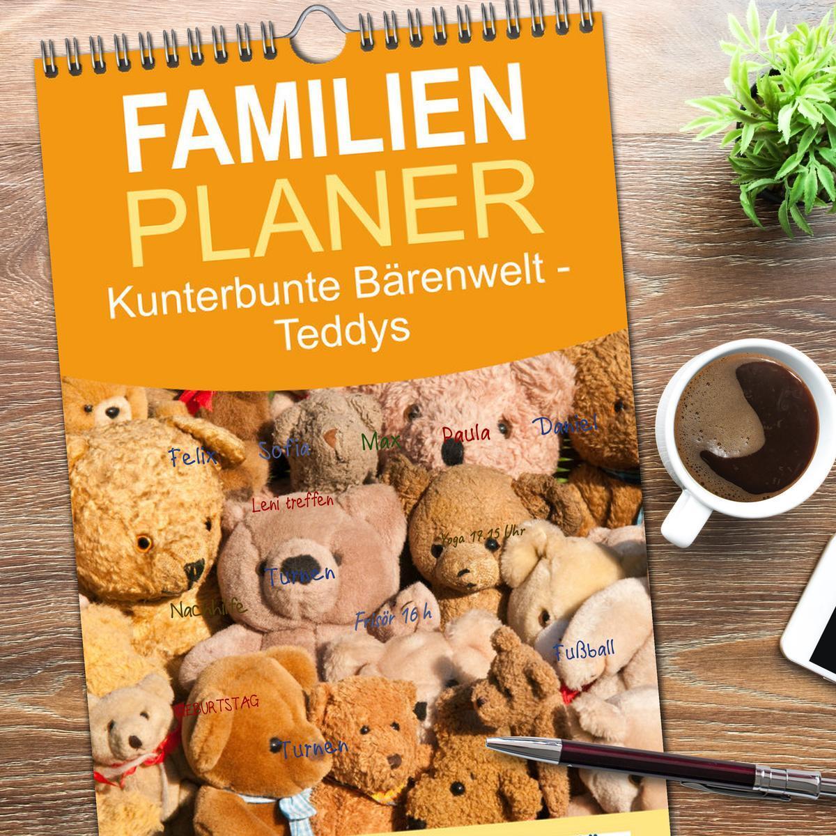 Bild: 9783457123416 | Familienplaner 2025 - Kunterbunte Bärenwelt - Teddys mit 5 Spalten...