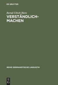 Cover: 9783484310926 | Verständlich-machen | Bernd Ulrich Biere | Buch | VII | Deutsch | 1989