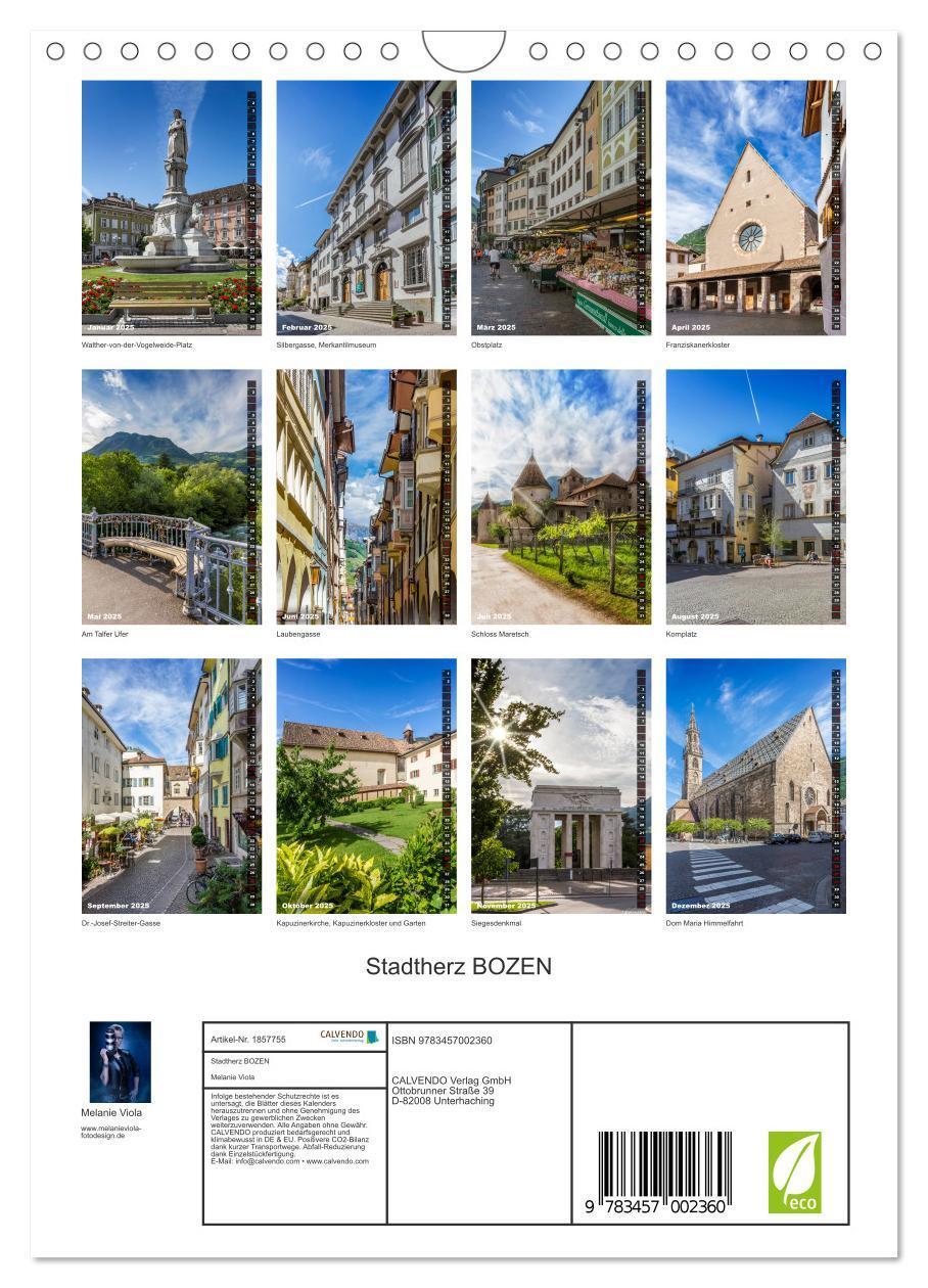 Bild: 9783457002360 | Stadtherz BOZEN (Wandkalender 2025 DIN A4 hoch), CALVENDO...