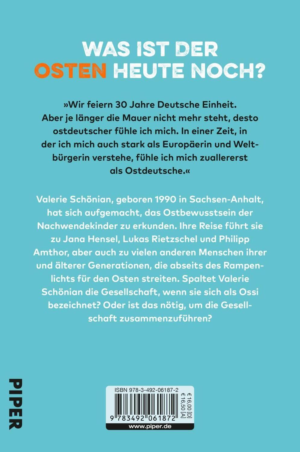Rückseite: 9783492061872 | Ostbewusstsein | Valerie Schönian | Taschenbuch | 272 S. | Deutsch