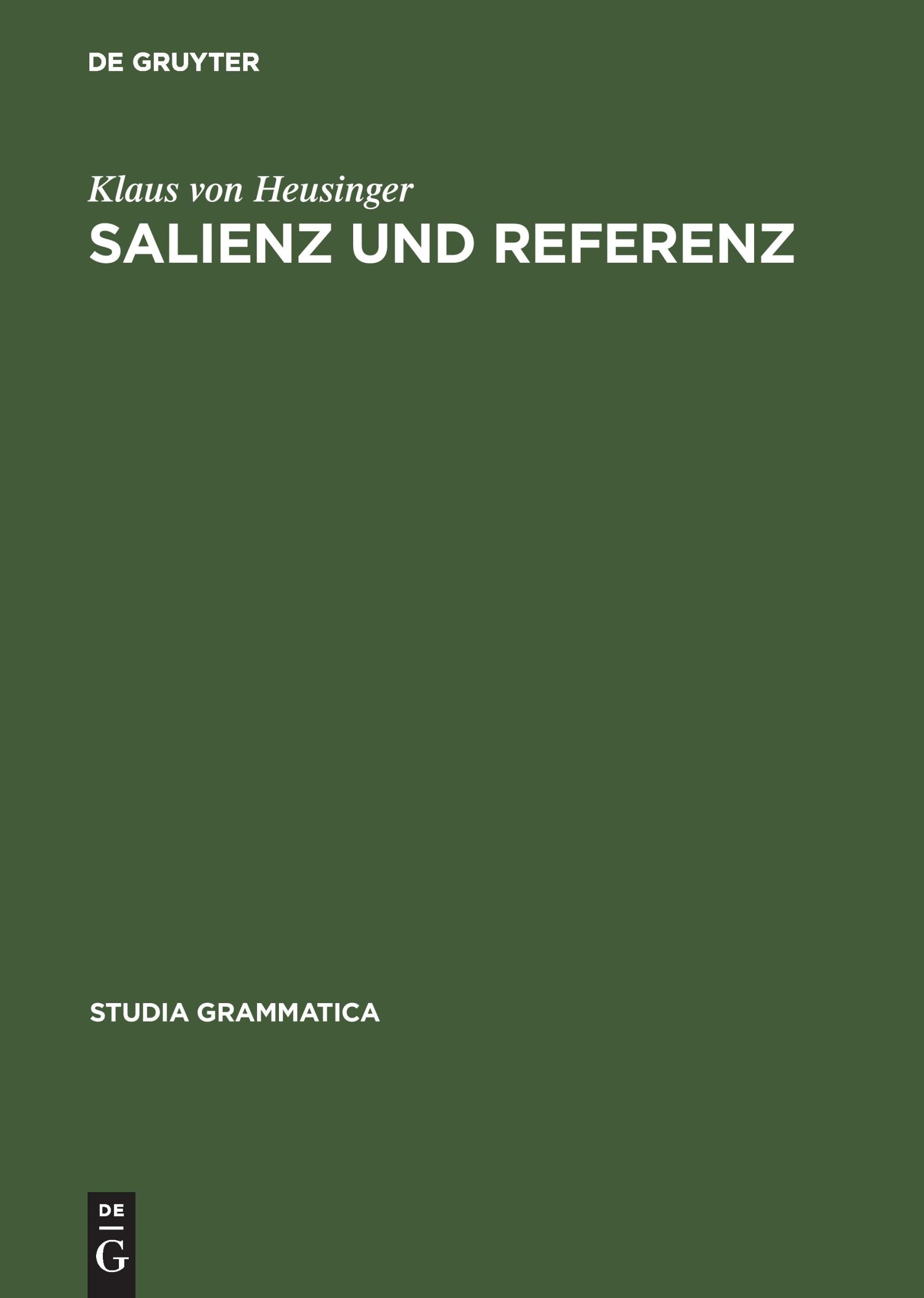 Cover: 9783050031521 | Salienz und Referenz | Klaus Von Heusinger | Buch | X | Deutsch | 1997