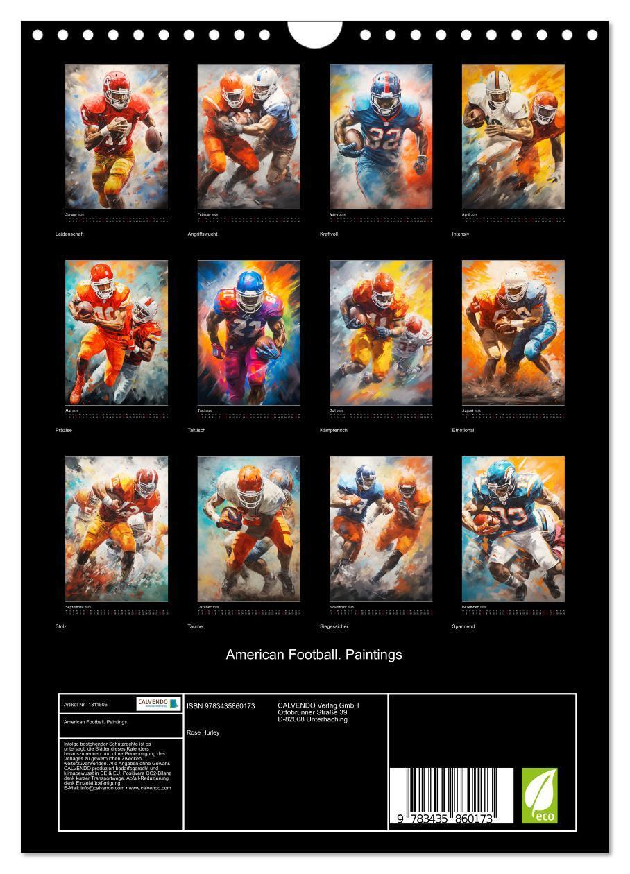 Bild: 9783435860173 | American Football. Paintings (Wandkalender 2025 DIN A4 hoch),...