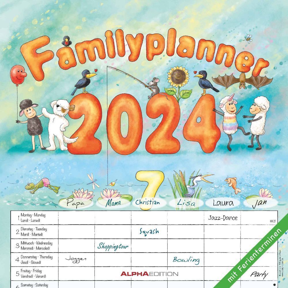 Cover: 4251732335540 | Familienplaner Cartoon 2024 - Broschürenkalender 30x30 cm (30x60...