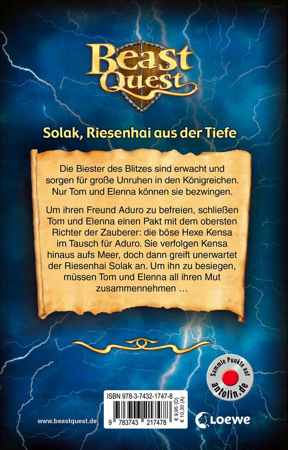 Rückseite: 9783743217478 | Beast Quest (Band 67) - Solak, Riesenhai aus der Tiefe | Adam Blade