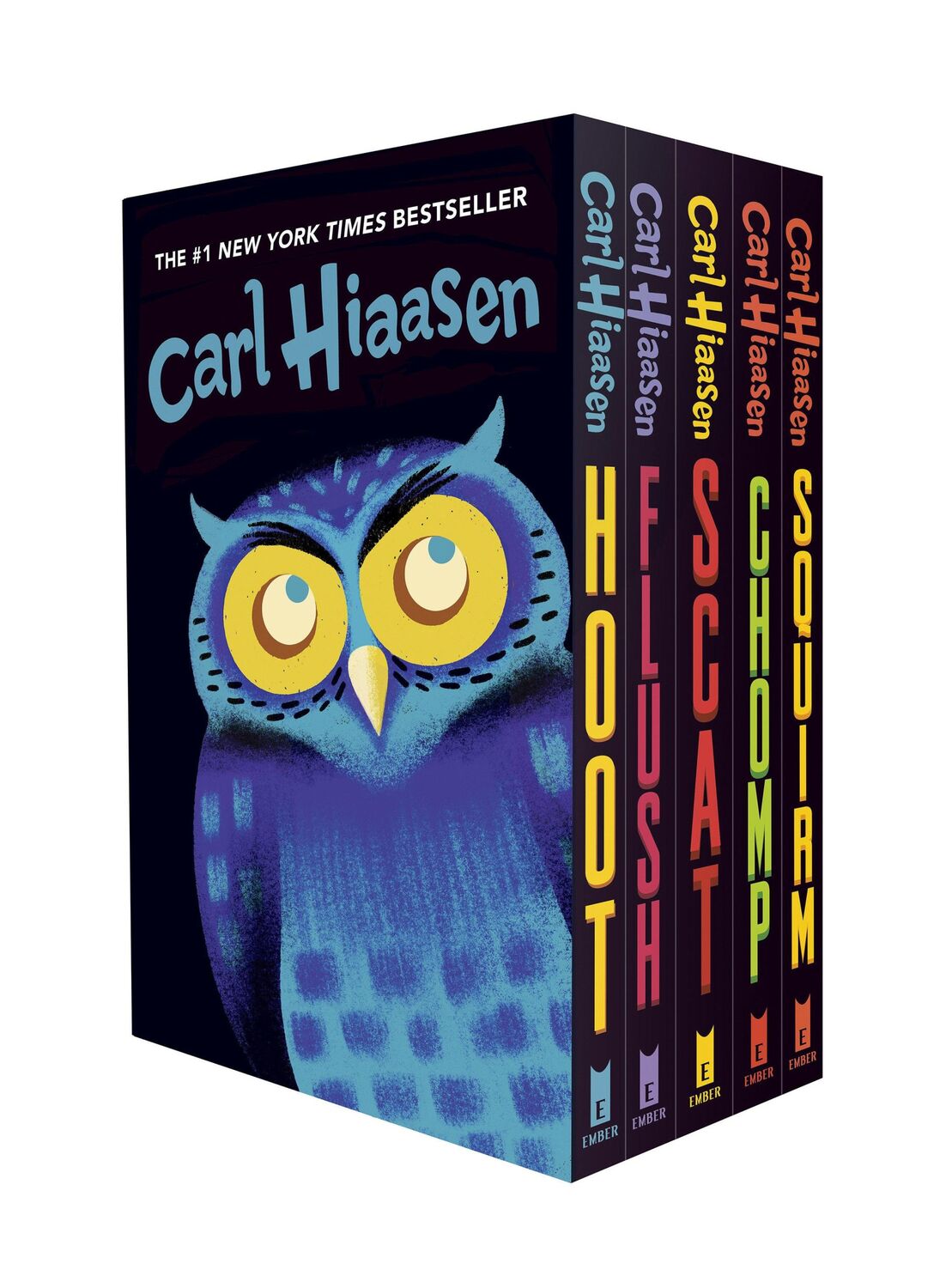 Cover: 9780593301524 | Hiaasen 5-Book Trade Paperback Box Set: Hoot; Flush; Scat; Chomp;...