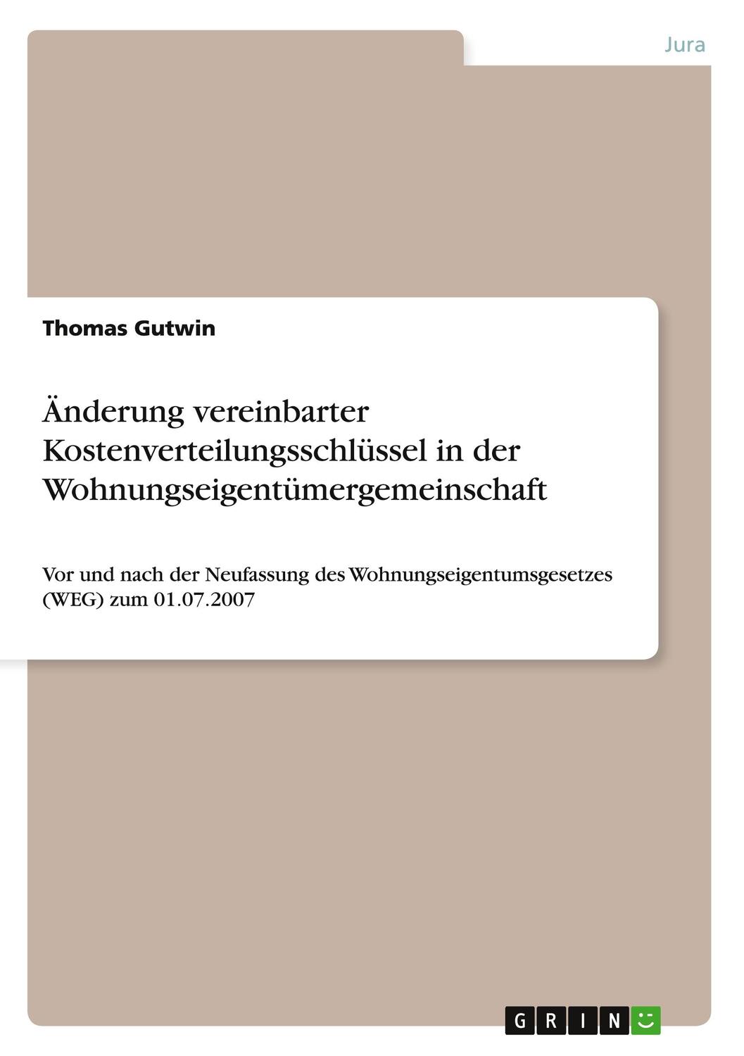 Cover: 9783656581253 | Änderung vereinbarter Kostenverteilungsschlüssel in der...