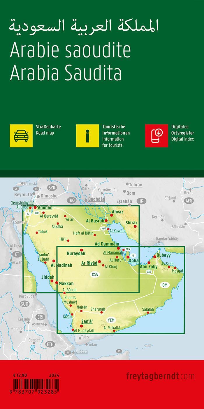 Rückseite: 9783707923285 | Saudi-Arabien, Straßenkarte 1:1.500.000, freytag &amp; berndt | Berndt