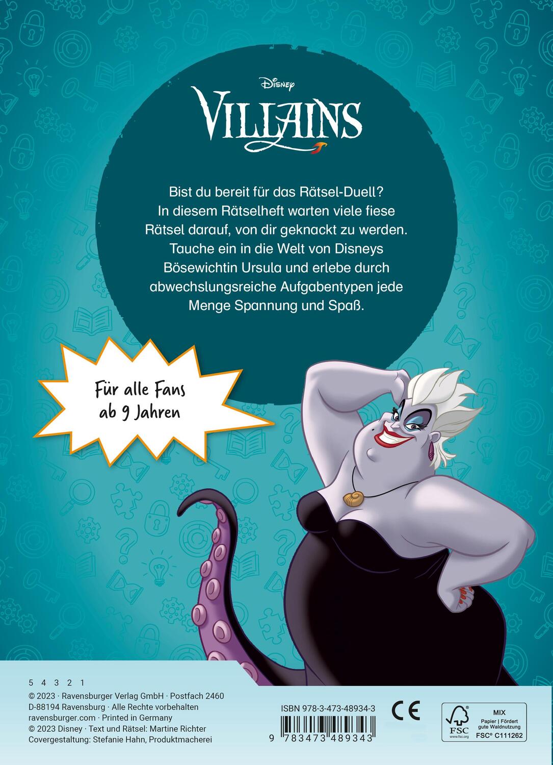 Rückseite: 9783473489343 | Ravensburger Disney Villains: Fiese Rätsel mit Ursula - Knifflige...