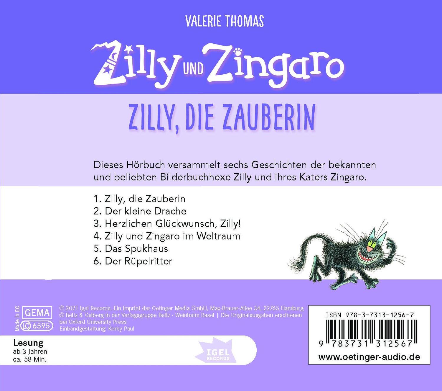 Rückseite: 9783731312567 | Zilly und Zingaro. Zilly, die Zauberin | Valerie Thomas | Audio-CD