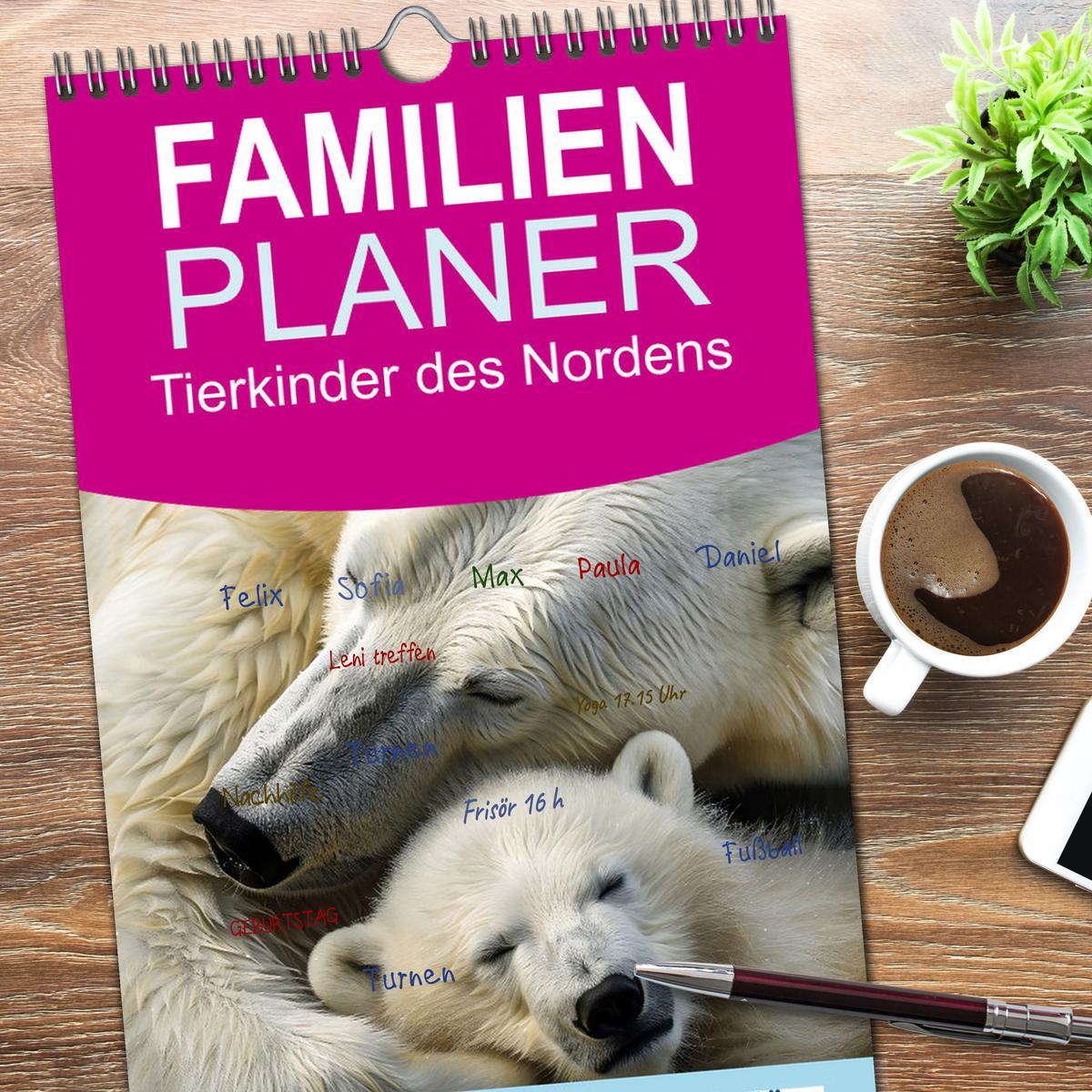 Bild: 9783457191484 | Familienplaner 2025 - Tierkinder des Nordens mit 5 Spalten...