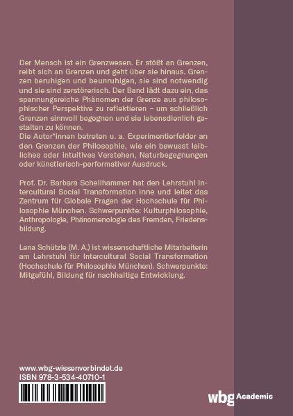 Rückseite: 9783534407101 | Philosophie der Grenze | Barbara Schellhammer (u. a.) | Buch | 350 S.