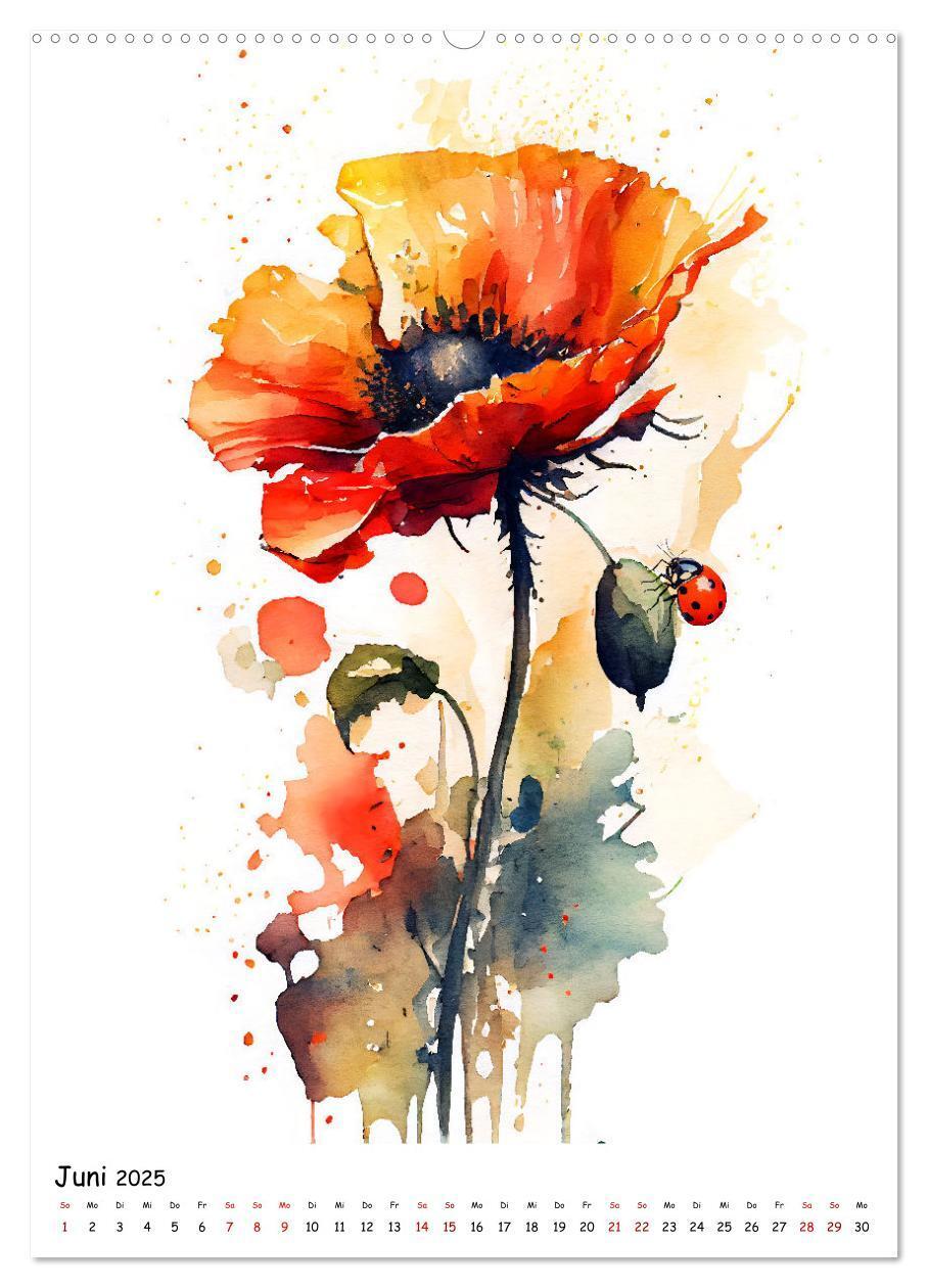 Bild: 9783435882182 | Aquarellmalerei - Blumen und Tiere im Garten (Wandkalender 2025 DIN...