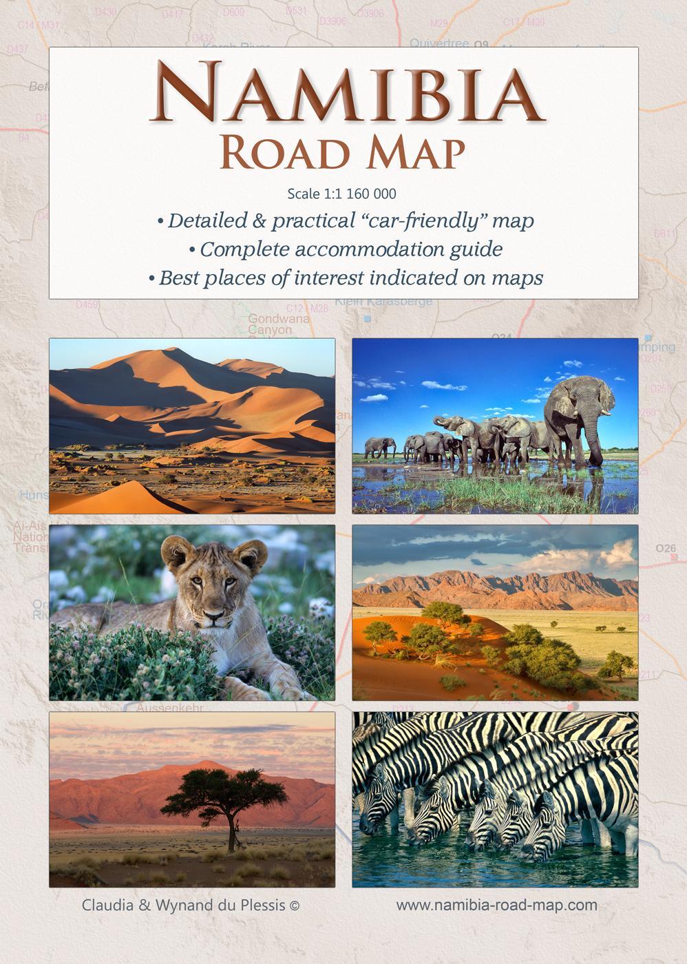 Cover: 9783947895427 | Detaillierte NAMIBIA Reisekarte - NAMIBIA ROAD MAP (1:1.160.000)