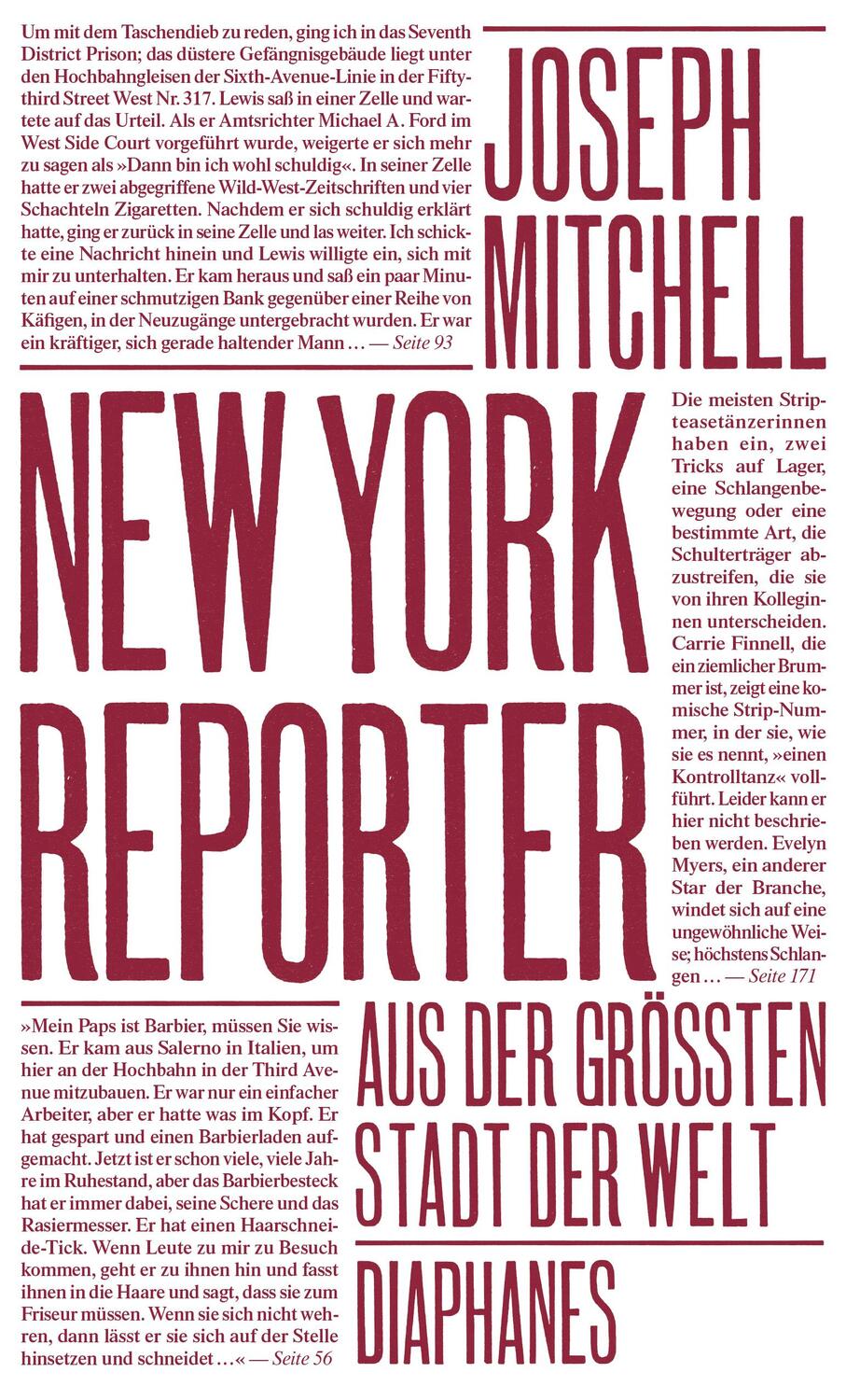 Cover: 9783035804133 | New York Reporter | Aus der größten Stadt der Welt | Joseph Mitchell