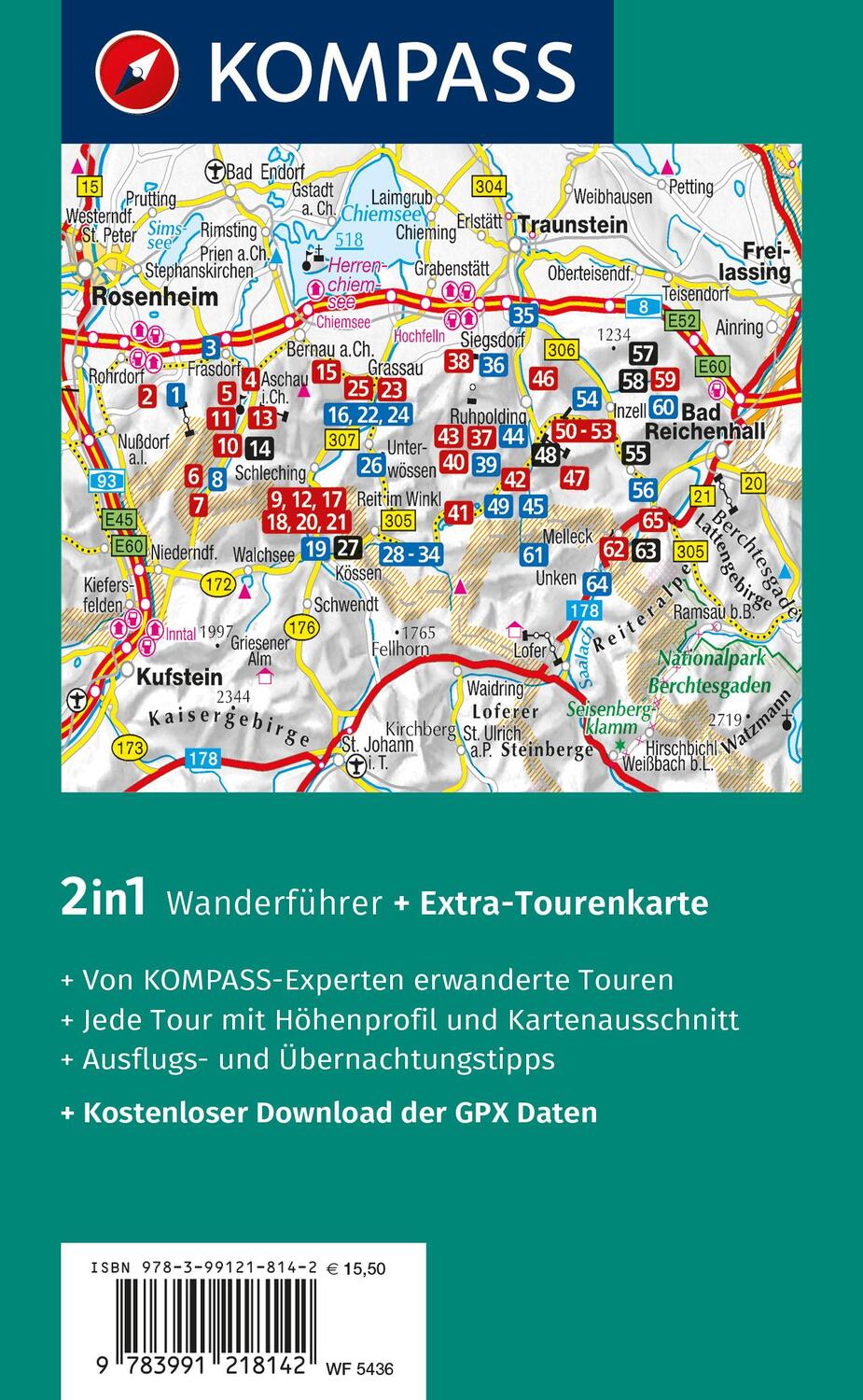Rückseite: 9783991218142 | KOMPASS Wanderführer Chiemgauer Alpen, 65 Touren | Walter Theil | Buch