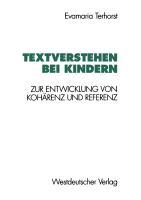 Cover: 9783531126708 | Textverstehen bei Kindern | Zur Entwicklung von Kohärenz und Referenz